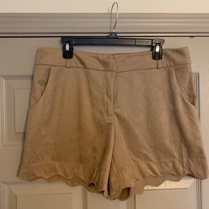 Maurices Tan Brown Faux Suede Scalloped Hem Shorts